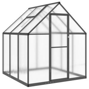 vidaXL, vidaXL Gewächshaus mit Fundamentrahmen Anthrazit 169x169x195 cm Alu, vidaXL Gewächshaus mit Fundamentrahmen Anthrazit 169x169x195 cm Alu