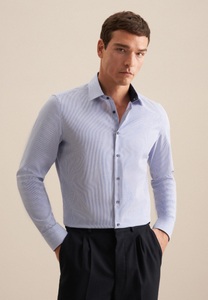 Business Hemd Slim Fit Langarm Streifen Herren Blau 39