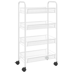 vidaXL, vidaXL Küchenwagen 4 Etagen Weiß 46x26x85 cm Eisen, vidaXL Küchenwagen 4 Etagen Weiß 46x26x85 cm Eisen