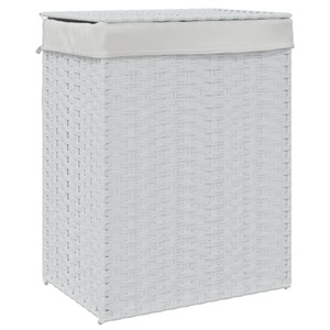 vidaXL, vidaXL Wäschekorb mit Deckel Weiß 46x33x60 cm Poly Rattan, vidaXL Wäschekorb mit Deckel Weiß 46x33x60 cm Poly Rattan
