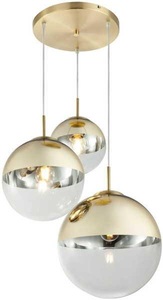 Globo, GLOBO VARUS Hängeleuchte Metall goldfarben, Glas transparent goldfarben, 3 Kugeln mit, 