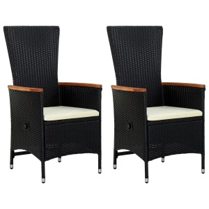 vidaXL, vidaXL Gartenstühle 2 Stk. mit Polstern Poly Rattan Schwarz, vidaXL Gartenstühle 2 Stk. mit Polstern Poly Rattan Schwarz