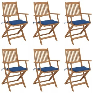 vidaXL, vidaXL Klappbare Gartenstühle 6 Stk. mit Kissen Massivholz Akazie, 