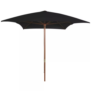vidaXL, vidaXL Sonnenschirm mit Holzmast Schwarz 200x300 cm, vidaXL Sonnenschirm mit Holz-Mast 200x300 cm Schwarz