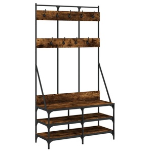 vidaXL, vidaXL Kleiderständer mit Schuhablage Räuchereiche 100x40x184 cm, vidaXL Kleiderständer mit Schuhablage Räuchereiche 100x40x184 cm