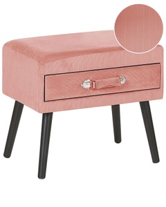 Beliani, Nachttisch aus Cord Retro EUROSTAR Nachttisch aus Cord Retro EUROSTAR, Beliani - Nachttisch mit 1 Schublade aus Cord Retro EUROSTAR, One Size, Pink