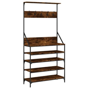 vidaXL, vidaXL Kleiderständer mit Schuhablage Räuchereiche 90x34x184 cm, vidaXL Kleiderständer mit Schuhablage Räuchereiche 90x34x184 cm