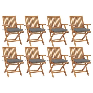 vidaXL, vidaXL Klappbare Gartenstühle mit Kissen 8 Stk. Massivholz Teak