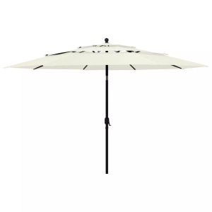 vidaXL, vidaXL Sonnenschirm mit Aluminium-Mast 3-lagig Sandfarben 3,5 m, vidaXL Sonnenschirm mit Aluminium-Mast 3-lagig Sandfarbe 3,5 m