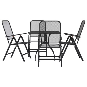 vidaXL, vidaXL 5-tlg. Garten-Essgruppe Anthrazit Streckgitter, vidaXL 5-tlg. Garten-Essgruppe Anthrazit Streckgitter