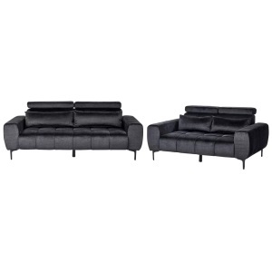 Beliani, Beliani - Wohnzimmer Set aus Samtstoff Modern VEGAMO, One Size, Schwarz, Beliani - Wohnzimmer Set aus Samtstoff Modern VEGAMO, One Size, Schwarz