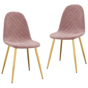 vidaXL, vidaXL Esszimmerstühle 2 Stk. Rosa Samt, vidaXL Esszimmerstühle 2 Stk. Rosa Samt