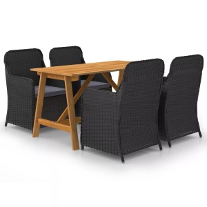 vidaXL, vidaXL 5-tlg. Garten-Essgruppe Schwarz, VidaXL - Garten-essgruppe poly-rattan, One Size, Schwarz