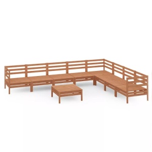 vidaXL, vidaXL 9-tlg. Garten-Lounge-Set Massivholz Kiefer Honigbraun