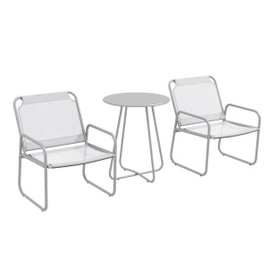 Northio, Northio - 3Tlg. Bistro-Set, Balkonmöbel-Set Inkl. 1 Tisch, 2 Stühlen, Gartenmöbel-Set, Gartensitzgruppe Für Garten, Terrasse, Mesh, Hellgrau, 3 Stück, Northio - 3Tlg. Bistro-Set, Balkonmöbel-Set Inkl. 1 Tisch, 2 Stühlen, Gartenmöbel-Set, Gartensitzgruppe Für Garten, Terrasse, Mesh, Hellgrau, 3 Stück