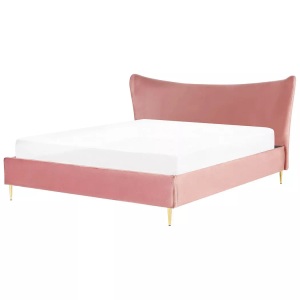 Beliani, Bett mit Lattenrost aus Samtstoff Modern CHALEIX Bett mit Lattenrost aus Samtstoff Modern CHALEIX, Beliani - Bett mit Lattenrost aus Samtstoff Modern CHALEIX, 180x200 cm, Dusty Rose
