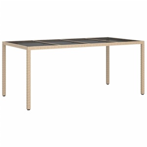 vidaXL, vidaXL Gartentisch Beige 190x90x75 cm Gehärtetes Glas und Poly Rattan