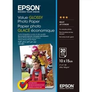 Epson, Epson Value Glossy Photo Paper - 10x15cm - 20 sheets, Epson Value Photo Paper, 10cm x 15cm, InkJet 183g, S400037, (20 Blatt)