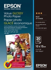 Epson, Epson Value Glossy Photo Paper - 10x15cm - 20 sheets, Epson Value Photo Paper, 10cm x 15cm, InkJet 183g, S400037, (20 Blatt)