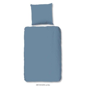 hip, HIP Bettwäsche-Set Uni 135 x 200 cm Eisblau, hip Bettwäsche »Hip Uni«, 100% Baumwolle, Mako-Satin, 135x200, Unifarben Weiss, Reissverschluss