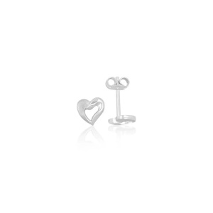 MUAU Schmuck, Ohrstecker Herz Weissgold 750, 7mm Damen ONE SIZE, MUAU Schmuck - Ohrstecker Herz Weissgold 750, 7mm, One Size, Weiss