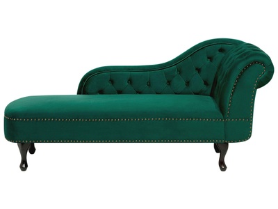 Beliani, Beliani Chaiselongue Samtstoff grün rechtsseitig NIMES, Beliani - Rechtsseitige Chaiselounge aus Samtstoff Glamourös NIMES, One Size, Waldgrün