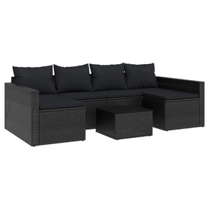 vidaXL, vidaXL 2-tlg. Garten-Lounge-Set mit Kissen Schwarz Poly Rattan