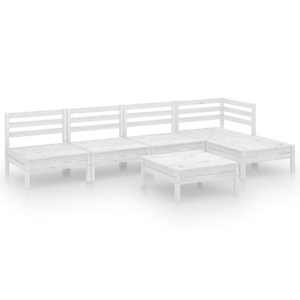 vidaXL, vidaXL 6-tlg. Garten-Lounge-Set Massivholz Kiefer Weiß, 