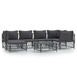 vidaXL, vidaXL 7-tlg. Garten-Lounge-Set mit Kissen Anthrazit Stahl, vidaXL 7-tlg. Garten-Lounge-Set mit Kissen Anthrazit Stahl