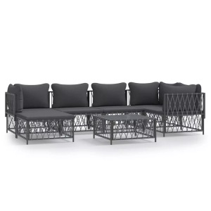 vidaXL, vidaXL 7-tlg. Garten-Lounge-Set mit Kissen Anthrazit Stahl, vidaXL 7-tlg. Garten-Lounge-Set mit Kissen Anthrazit Stahl