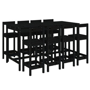 vidaXL, vidaXL 9-tlg. Gartenbar-Set Schwarz Massivholz Kiefer, 