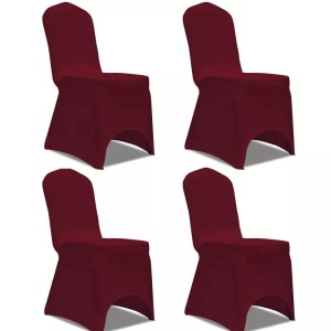 vidaXL, vidaXL Stretch Stuhlbezug 4 Stück Bordeaux, vidaXL Stretch Stuhlbezug 4 Stück Bordeaux