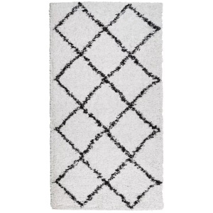 vidaXL, vidaXL Teppich Shaggy Hochflor Modern Creme und Schwarz 60x110 cm