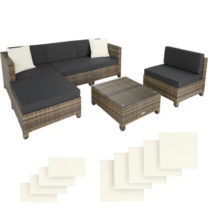 TecTake, Rattan Lounge mit Aluminiumgestell inkl. Bezüge in 2 Farben Rattan Lounge mit Aluminiumgestell inkl. Bezüge in 2 Farben