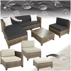 TecTake, Rattan Lounge mit Aluminiumgestell inkl. Bezüge in 2 Farben Rattan Lounge mit Aluminiumgestell inkl. Bezüge in 2 Farben