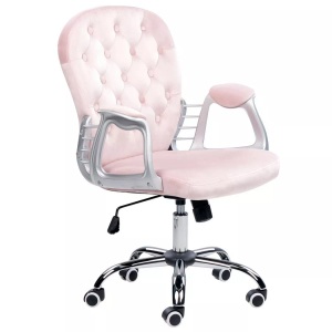 Beliani, Bürostuhl aus Samtstoff Glamourös PRINCESS Bürostuhl aus Samtstoff Glamourös PRINCESS, Beliani - Bürostuhl aus Samtstoff Glamourös PRINCESS, One Size, Puderrosa