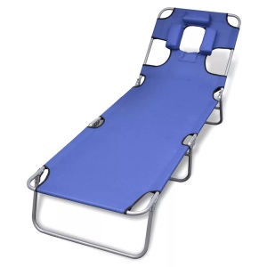 Diverse Hardware, Klappliege mit Kopfkissen Pulverbeschichteter Stahl Blau, vidaXL Klappliege mit Kopfkissen Pulverbeschichteter Stahl Blau