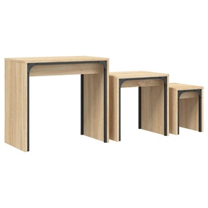 vidaXL, vidaXL Satztische 3 Stk. Sonoma-Eiche Holzwerkstoff, vidaXL Satztische 3 Stk. Sonoma-Eiche Holzwerkstoff