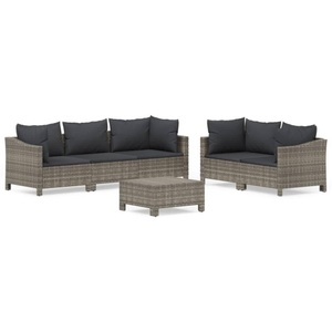 vidaXL, vidaXL 6-tlg. Garten-Lounge-Set mit Kissen Grau Poly Rattan