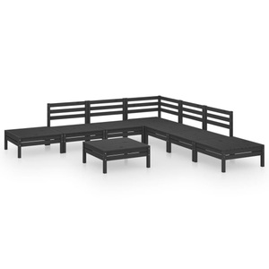 vidaXL, vidaXL 8-tlg. Garten-Lounge-Set Massivholz Kiefer Schwarz, vidaXL 8-tlg. Garten-Lounge-Set Massivholz Kiefer Schwarz