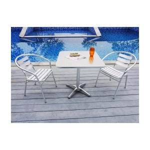 Vente-unique, Garten Essgruppe Aluminium Tisch quadratisch + 2 Stühle MONTMARTRE Garten Essgruppe Aluminium Tisch quadratisch + 2 Stühle MONTMARTRE