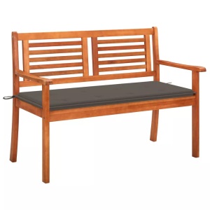 vidaXL, vidaXL 2-Sitzer-Gartenbank mit Auflage 120 cm Massivholz Eukalyptus, vidaXL 2-Sitzer-Gartenbank mit Auflage 120 cm Massivholz Eukalyptus