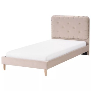 Beliani, Beliani - Bett mit Lattenrost aus Samtstoff CORSAINT, 90x200 cm, Perle, Beliani - Bett mit Lattenrost aus Samtstoff CORSAINT, 90x200 cm, Perle