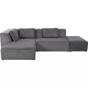 Kare Design, Ecksofa Infinity Ottomane Cord grau links, KARE Design - Ecksofa Infinity Ottomane Cord links, One Size, Grau