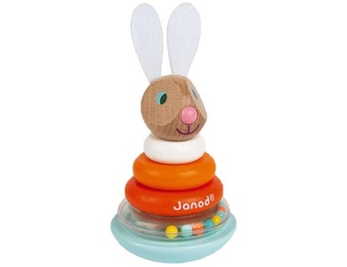 Janod, Janod ® Lapin -Stehaufmännchen Hase - orange, Stapel-Stehaufmännchen HASE 6-teilig in bunt