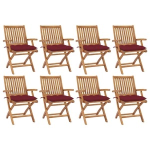vidaXL, vidaXL Klappbare Gartenstühle mit Kissen 8 Stk. Massivholz Teak