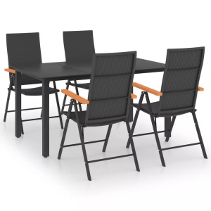 vidaXL, vidaXL 5-tlg. Garten-Essgruppe Schwarz und Braun