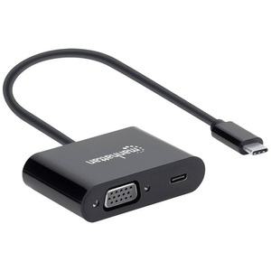 Manhattan, Manhattan 153430 - USB-C auf VGA-Konverter mit PD-Ladeport, Manhattan USB 2.0 Adapter [1x USB-C® Stecker - 1x USB-C® Buchse (Power Delivery), VGA-Buchse] 153430 20 cm beidseitig