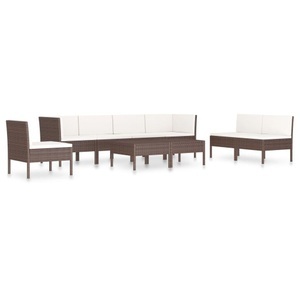 vidaXL, vidaXL 9-tlg. Garten-Lounge-Set mit Auflagen Poly Rattan Braun