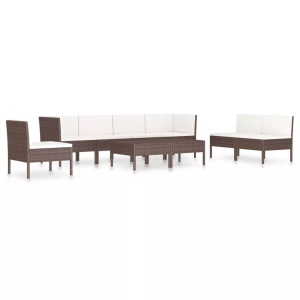 vidaXL, vidaXL 9-tlg. Garten-Lounge-Set mit Auflagen Poly Rattan Braun